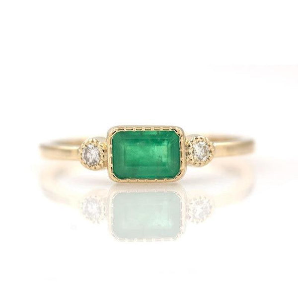 Emerald Cut Emerald Diamond Ring
