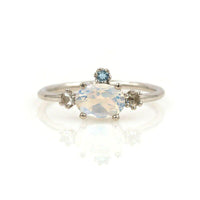 Charlie & Marcelle Moonstone Aquamarine and Rosecut White Diamond Ring ...