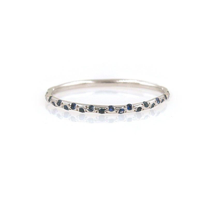 Thin Starry Sapphire Half Eternity Band - LoveAudryRose.com