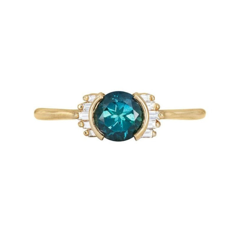 Teal Sapphire Baguette Ring - LoveAudryRose.com