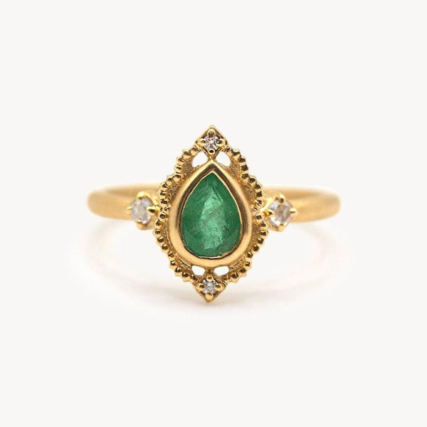 18k Emerald Venise Frame Ring