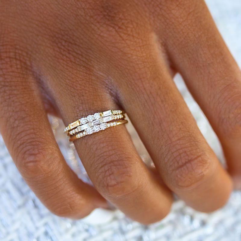 Triple Baguette and Pave Diamond Band - LoveAudryRose.com